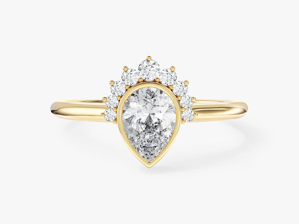 Pear Cut Moissanite Crown Engagement Ring