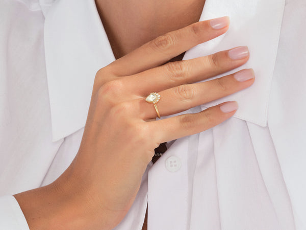 Pear Cut Lab Grown Diamond Crown Engagement Ring