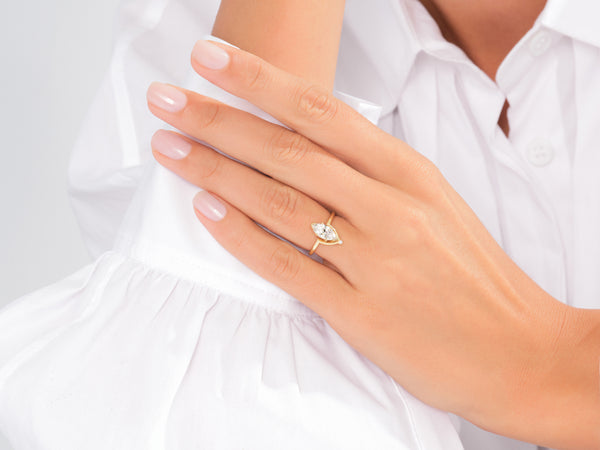 Marquise Cut Moissanite Crown Engagement Ring