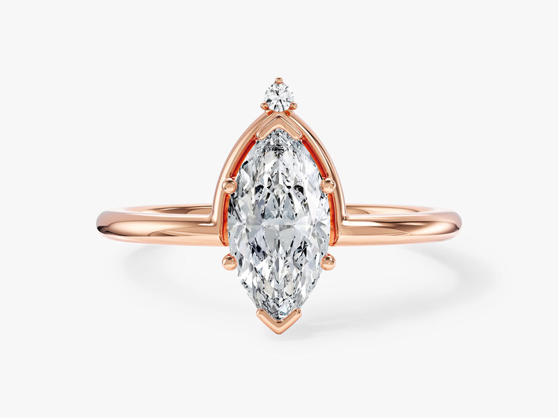 Marquise Cut Lab Grown Diamond Crown Engagement Ring