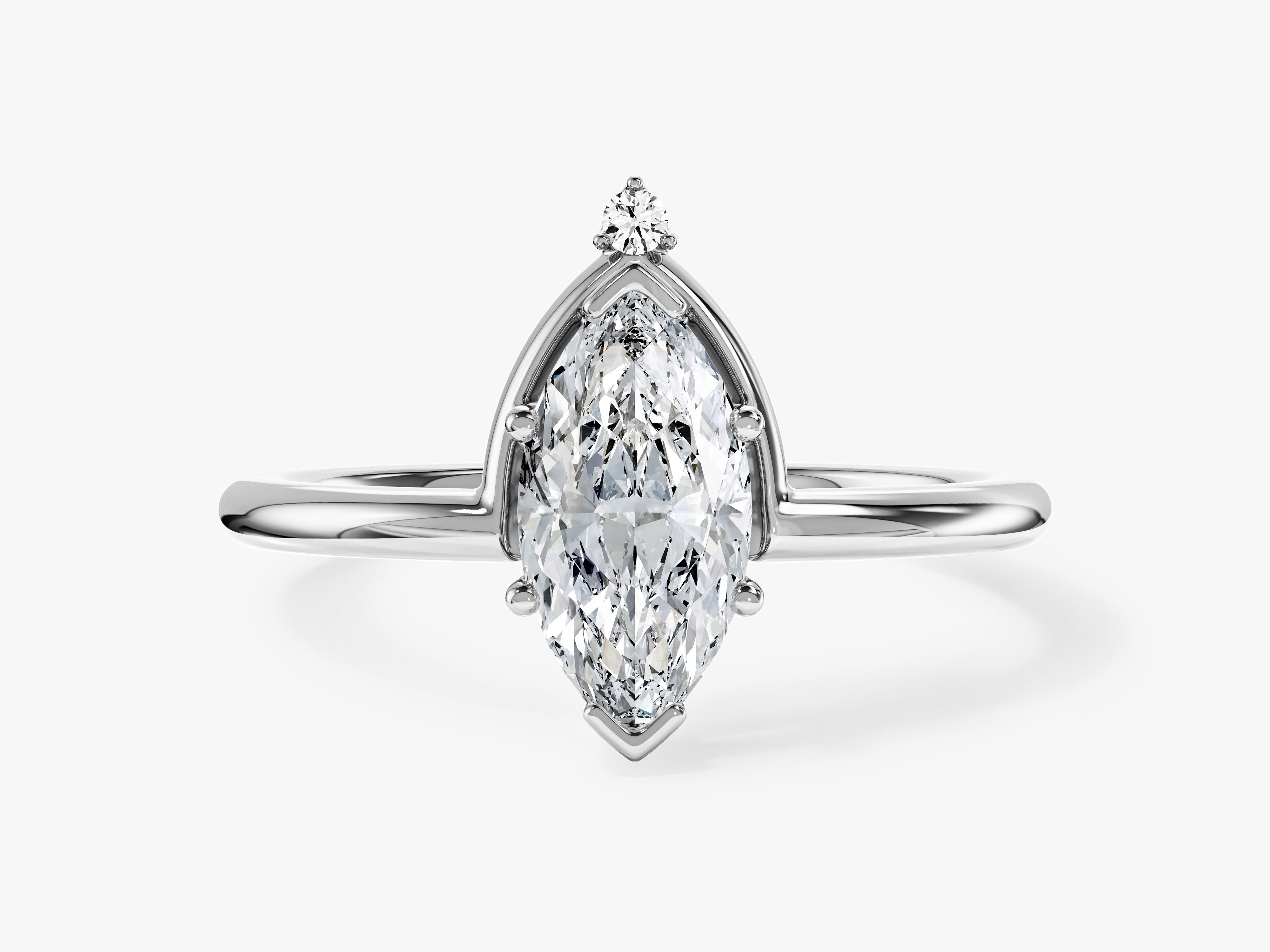 Marquise Cut Moissanite Crown Engagement Ring