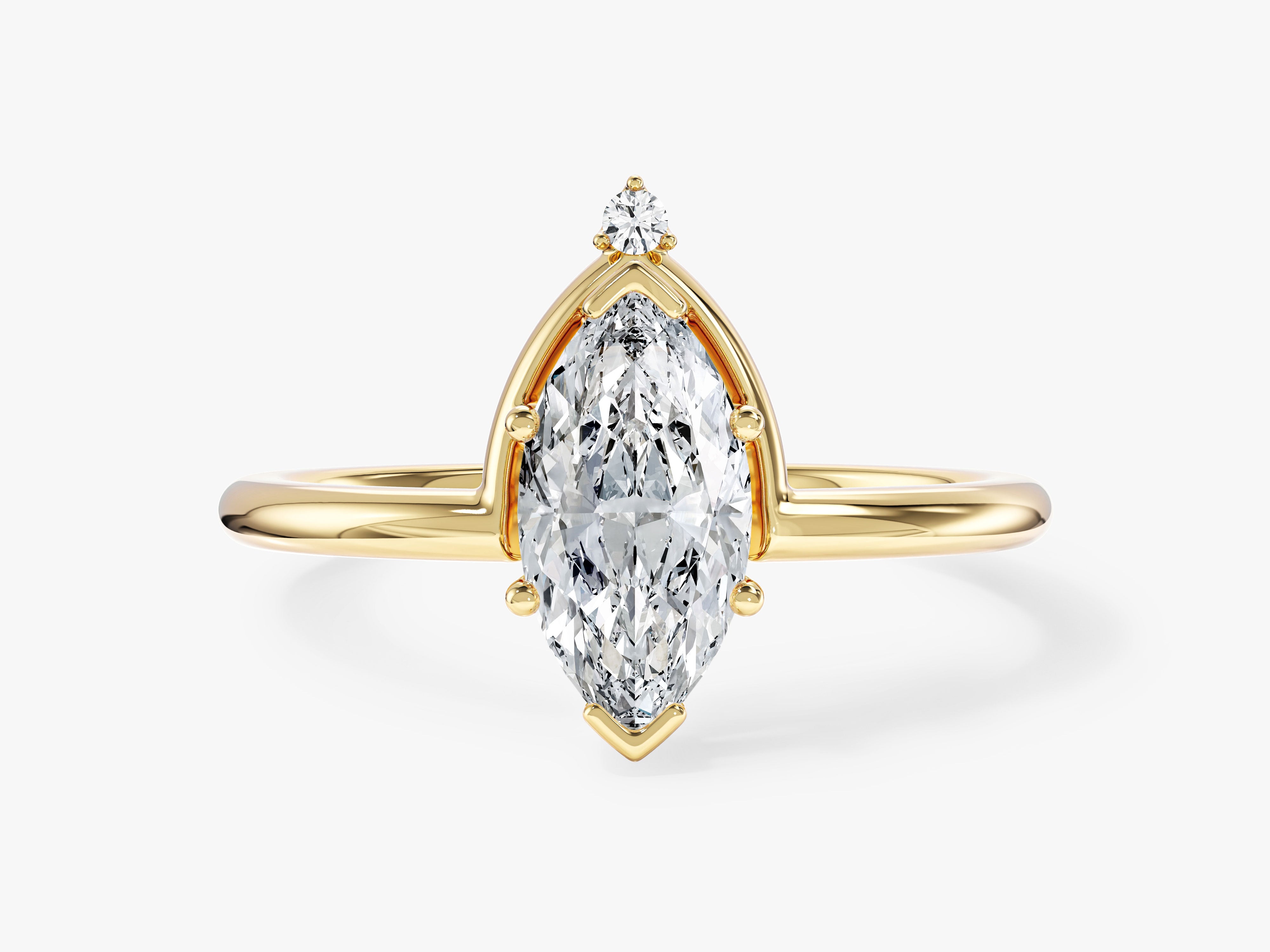 Marquise Cut Moissanite Crown Engagement Ring