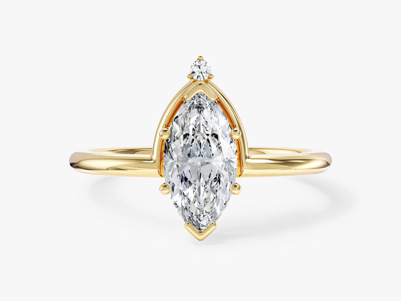 Marquise Cut Natural Diamond Crown Engagement Ring
