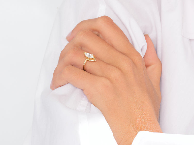 Marquise Cut Lab Grown Diamond Crown Engagement Ring