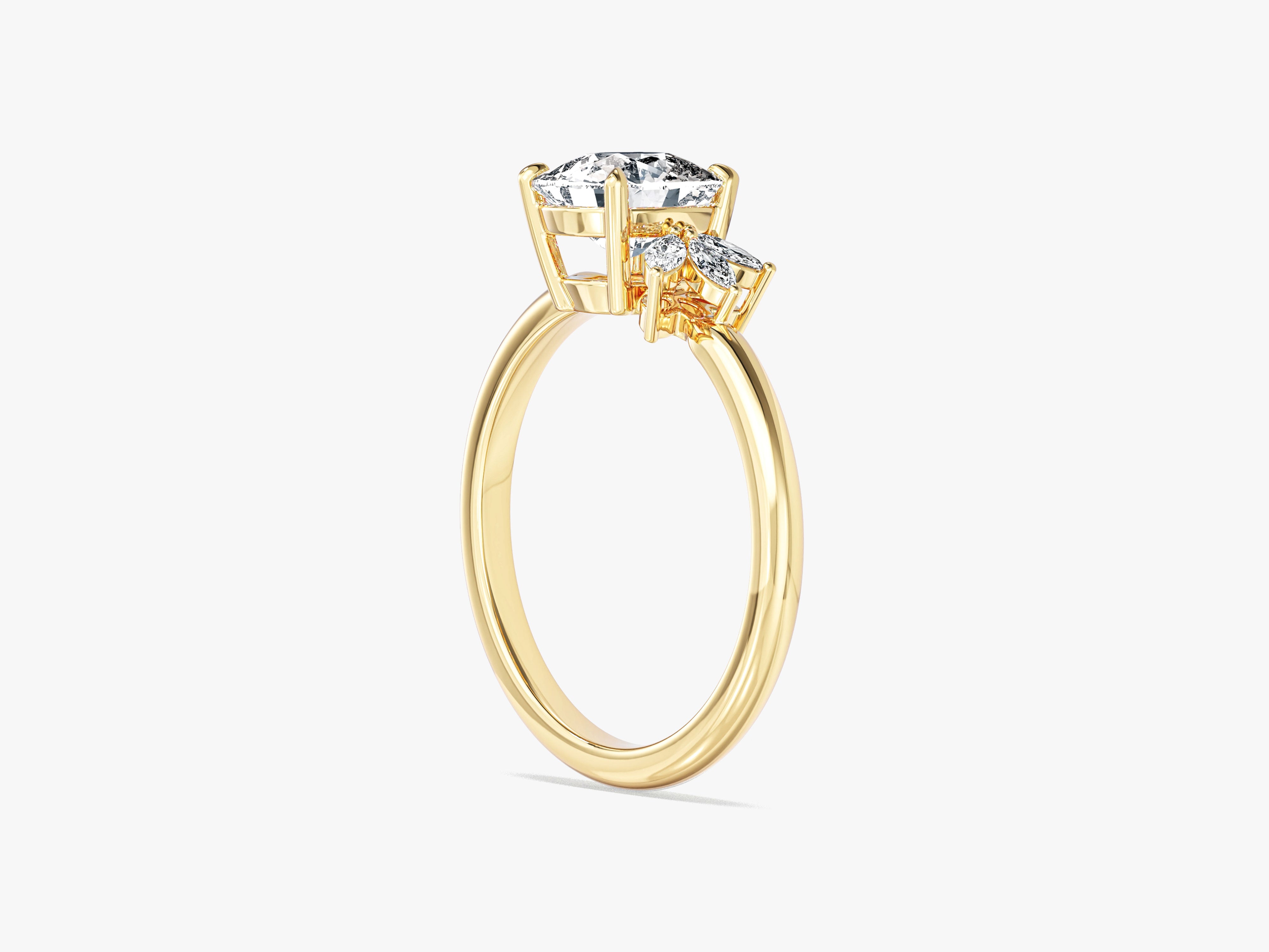 Crown-Accent Moissanite Engagement Ring