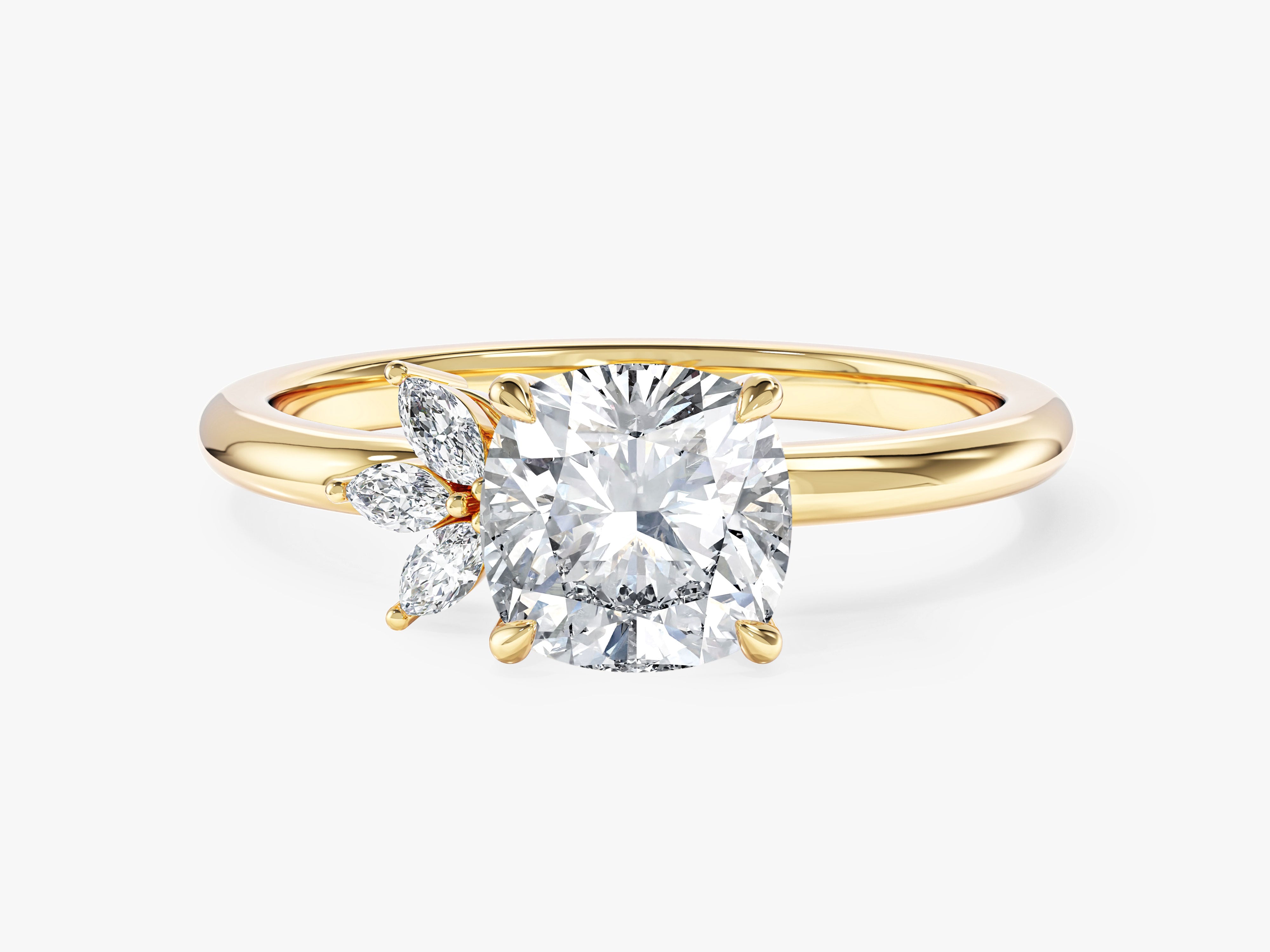 Crown-Accent Moissanite Engagement Ring