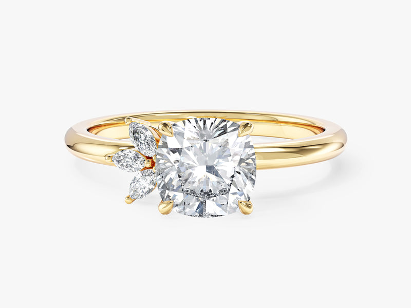 Crown-Accent Natural Diamond Engagement Ring