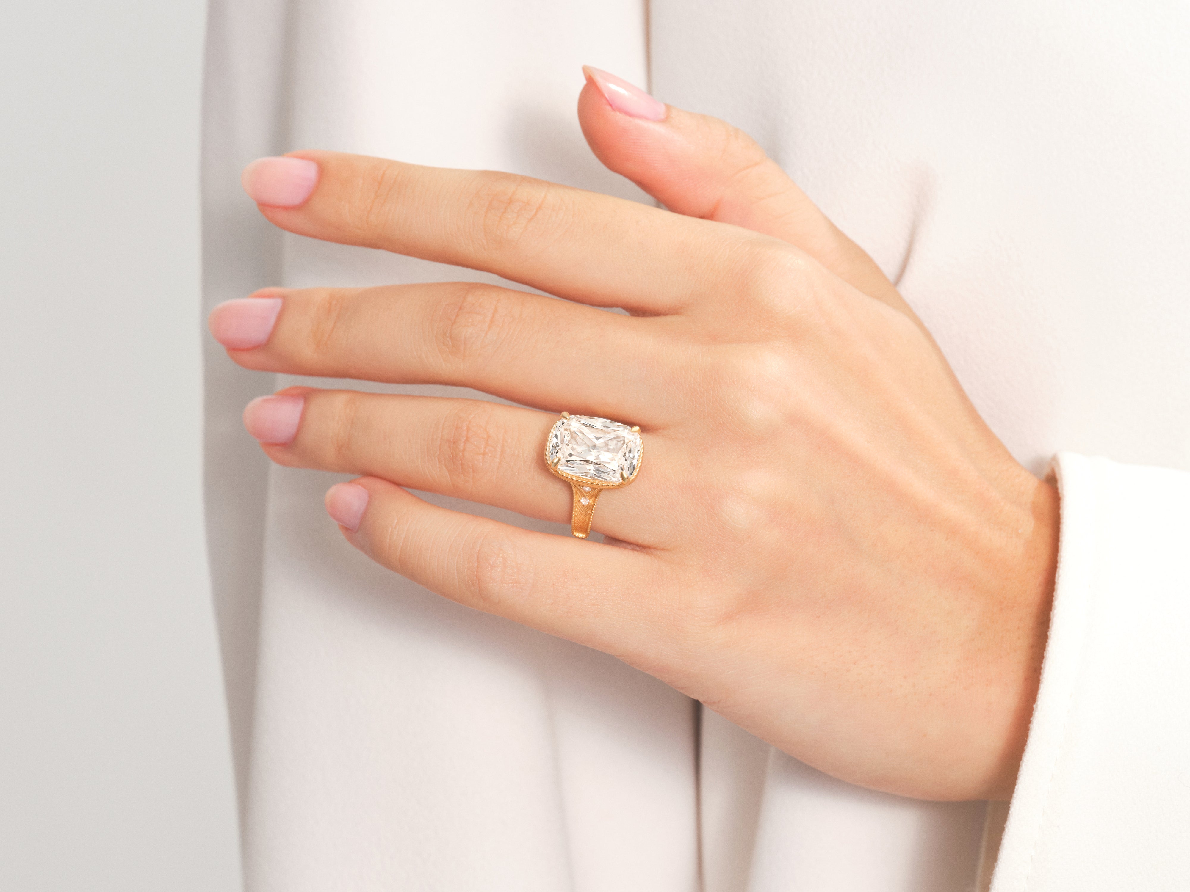 Diamond engagement ring on a woman's hand