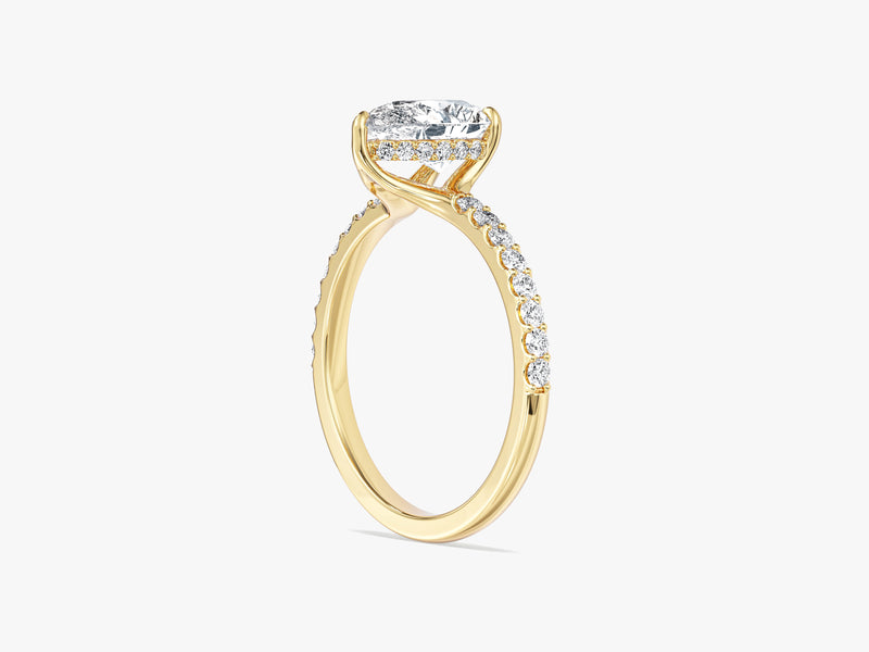 Sidestone Accent Pear Cut Moissanite Engagement Ring