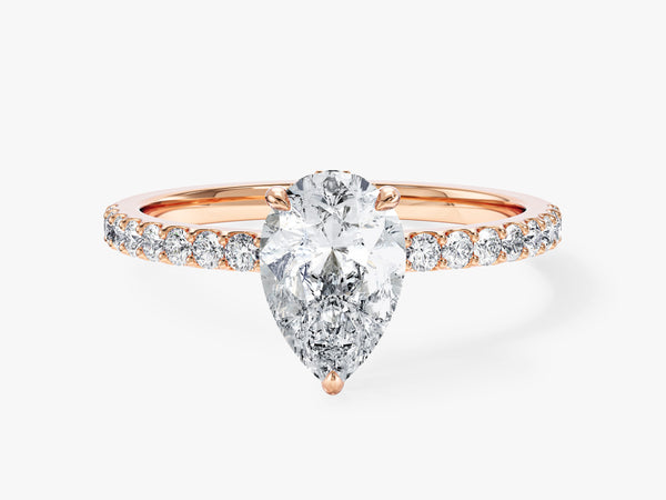 Sidestone Accent Pear Cut Lab Grown Diamond Engagement Ring