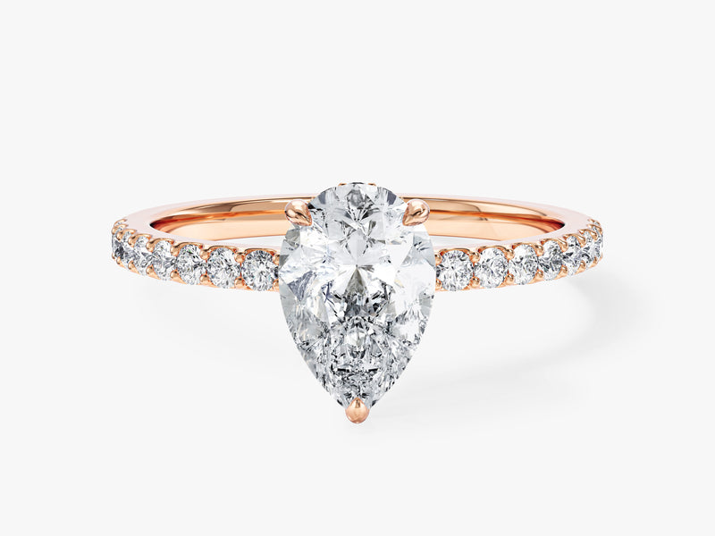 Sidestone Accent Pear Cut Lab Grown Diamond Engagement Ring
