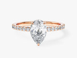 Sidestone Accent Pear Cut Natural Diamond Engagement Ring