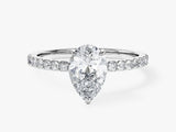 Sidestone Accent Pear Cut Lab Grown Diamond Engagement Ring
