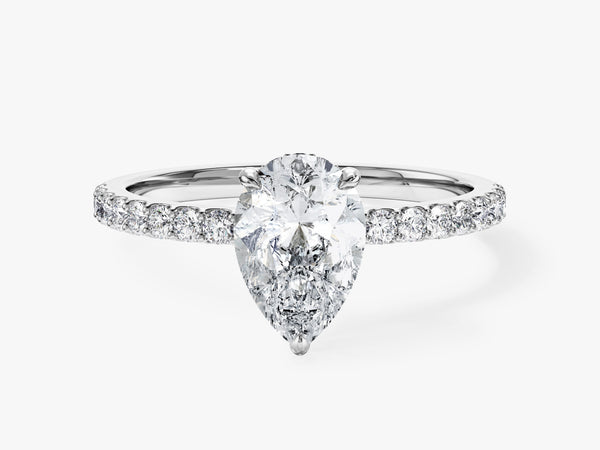 Sidestone Accent Pear Cut Lab Grown Diamond Engagement Ring