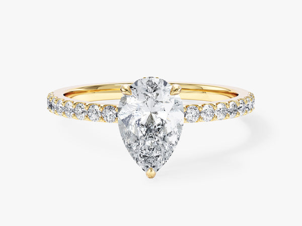 Sidestone Accent Pear Cut Lab Grown Diamond Engagement Ring