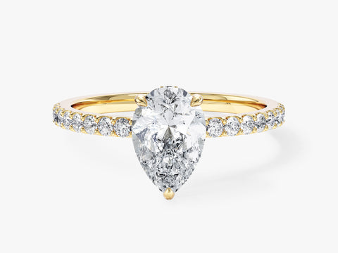 Sidestone Accent Pear Cut Moissanite Engagement Ring