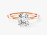 Flat Band Oval Moissanite Engagement Ring