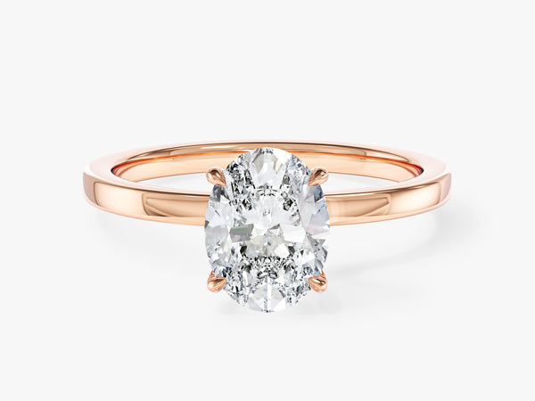 Flat Band Oval Moissanite Engagement Ring