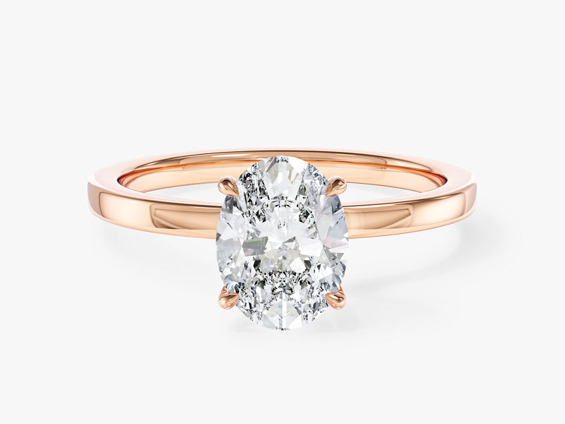 Flat Band Oval Moissanite Engagement Ring