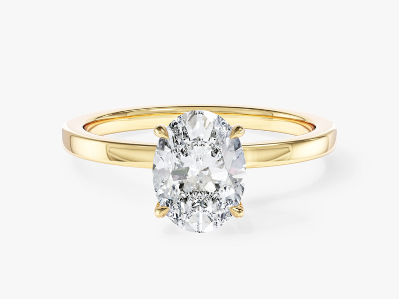 Flat Band Oval Lab Grown Diamond Engagement Ring