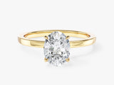 Flat Band Oval Moissanite Engagement Ring