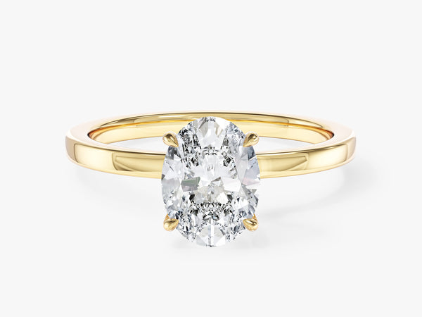 Flat Band Oval Moissanite Engagement Ring