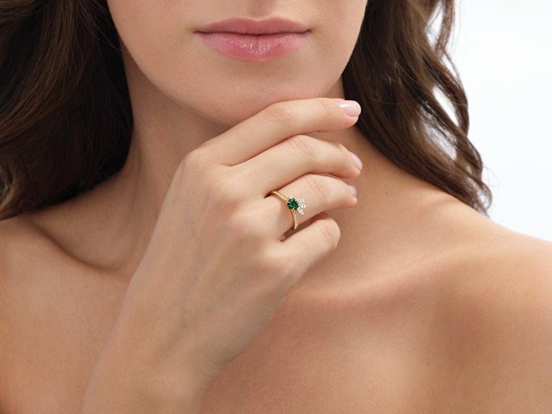 Marquise Cluster Gemstone Engagement Ring