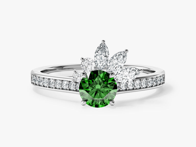 Marquise Cluster Gemstone Engagement Ring