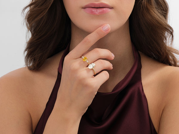 Baguette Accent Gemstone Engagement Ring