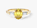 Baguette Accent Gemstone Engagement Ring