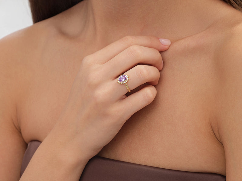 Halo Gemstone Engagement Ring