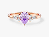 Sidestone Accent Pear Gemstone Engagement Ring