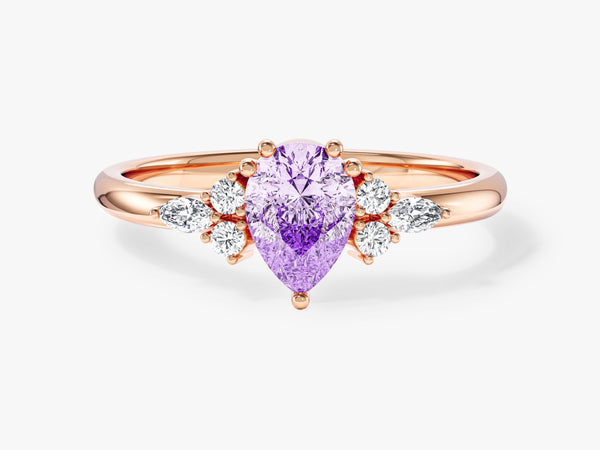 Sidestone Accent Pear Gemstone Engagement Ring