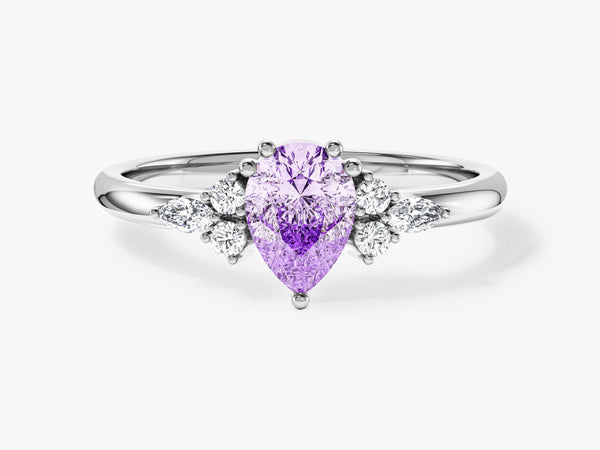 Sidestone Accent Pear Gemstone Engagement Ring