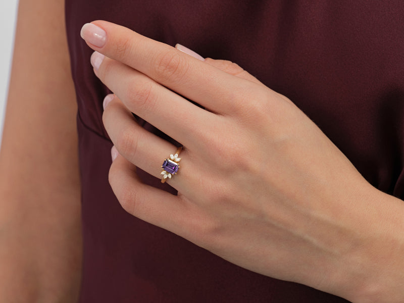 Marquise Gemstone Accent Engagement Ring