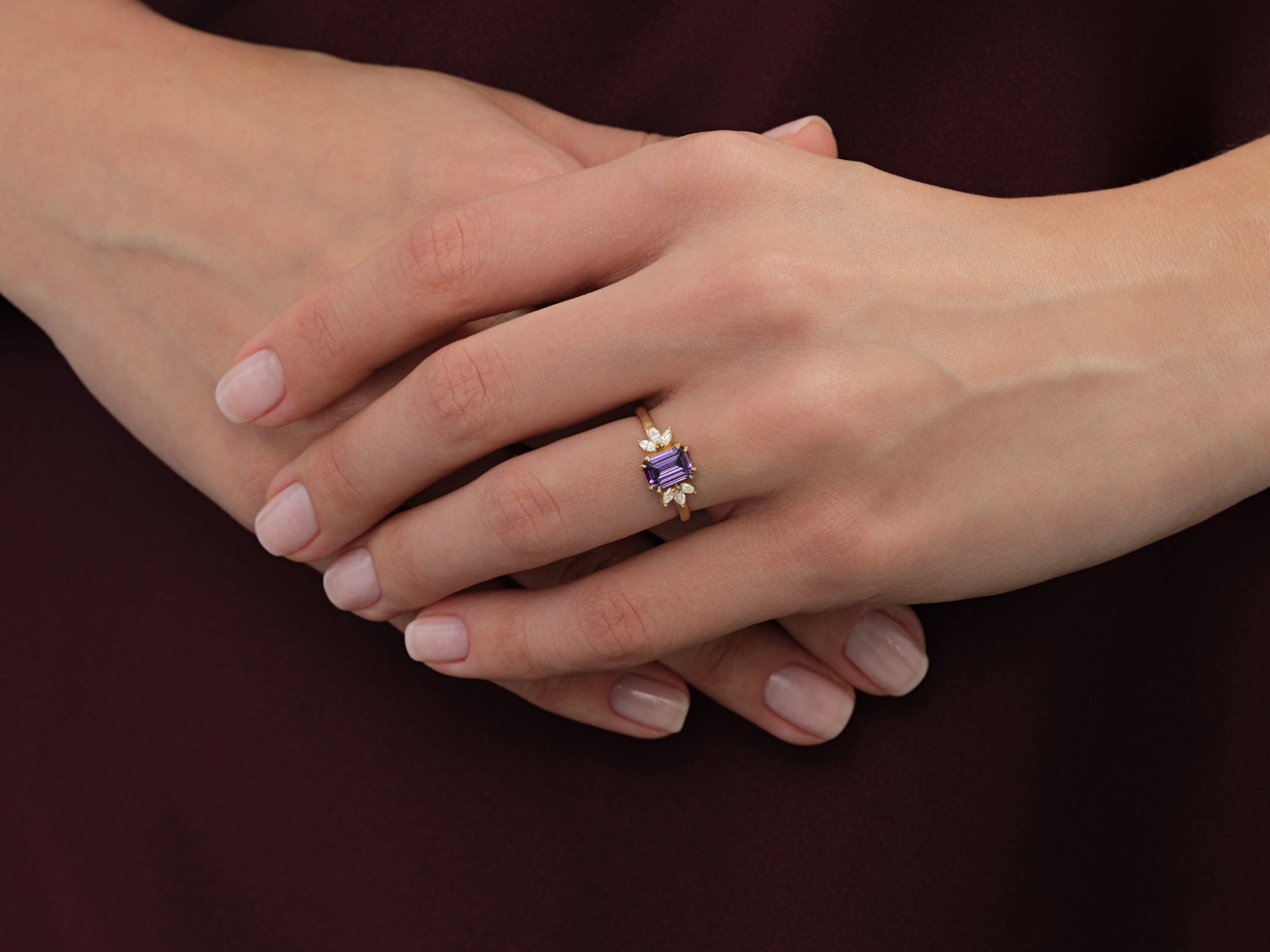 Marquise Gemstone Accent Engagement Ring