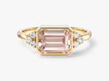 Horizontal Emerald Cut Gemstone Engagement Ring
