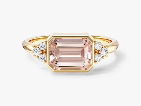 Horizontal Emerald Cut Gemstone Engagement Ring