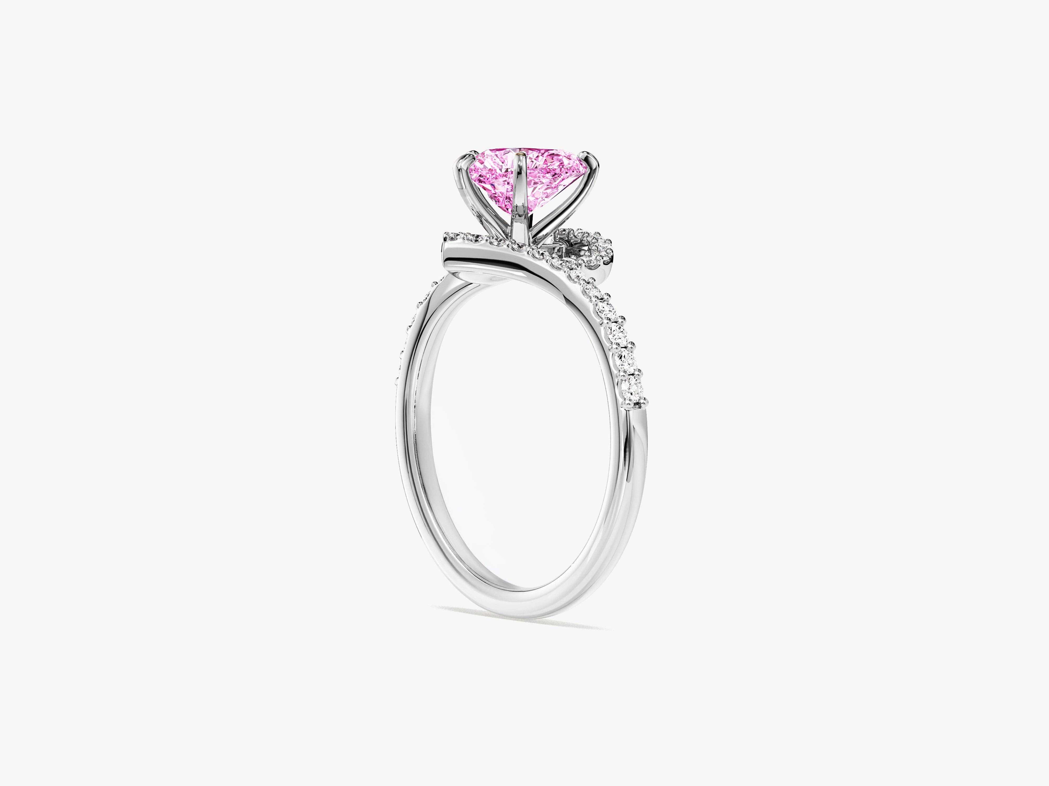 Halo Heart Gemstone Engagement Ring