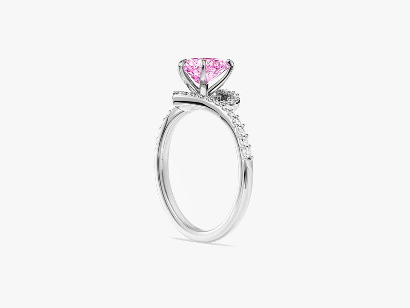 Halo Heart Gemstone Engagement Ring
