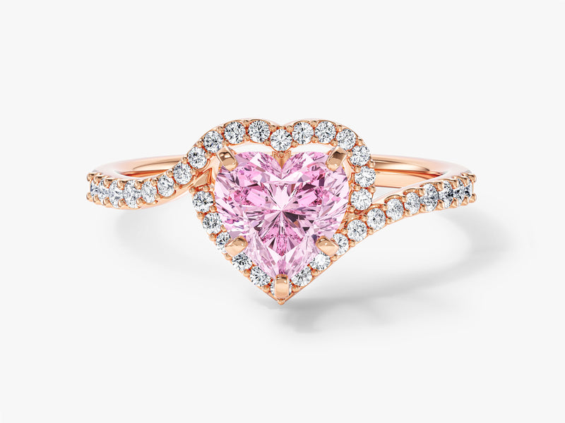 Halo Heart Gemstone Engagement Ring