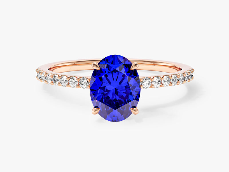 Sidestone Accent Oval Gemstone Engagement Ring