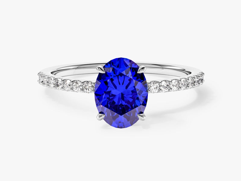 Sidestone Accent Oval Gemstone Engagement Ring