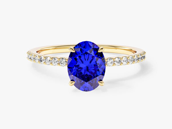 Sidestone Accent Oval Gemstone Engagement Ring