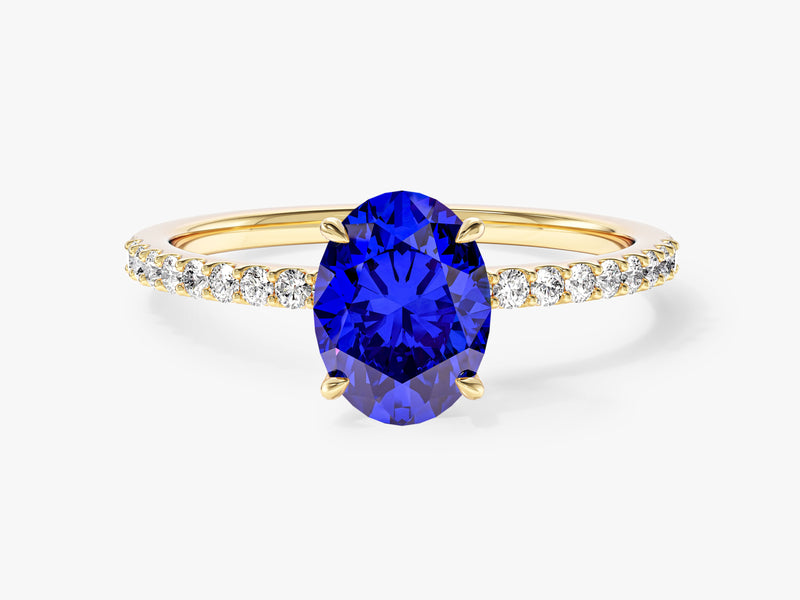 Sidestone Accent Oval Gemstone Engagement Ring