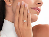 Sidestone Accent Emerald Cut Natural Diamond Engagement Ring