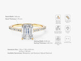 Sidestone Accent Emerald Cut Lab Grown Diamond Engagement Ring