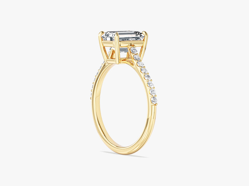 Sidestone Accent Emerald Cut Lab Grown Diamond Engagement Ring
