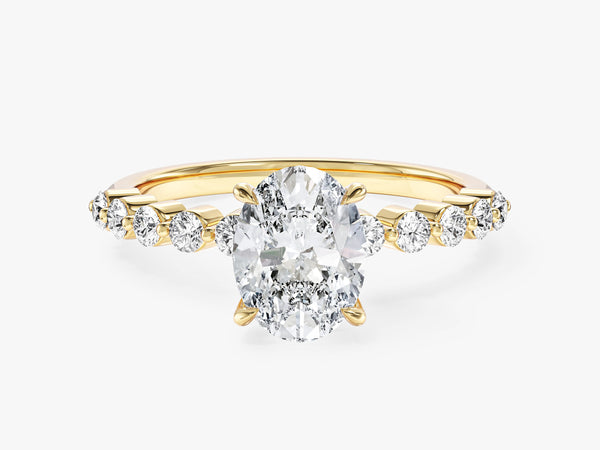 Oval Cut Shared Prong Moissanite Engagement Ring