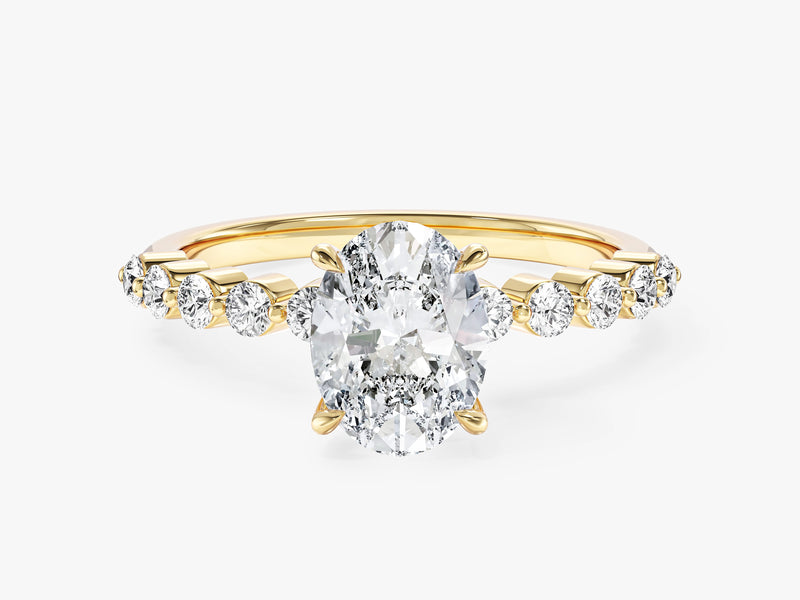Oval Cut Shared Prong Moissanite Engagement Ring